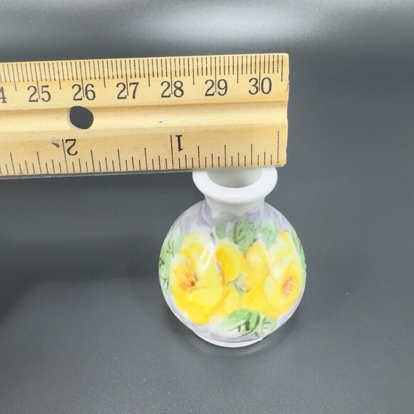 Antique Hand Painted Porcelain Bud Vase Miniature Vase Artist Signed Flower VTG - Picture 4 of 12